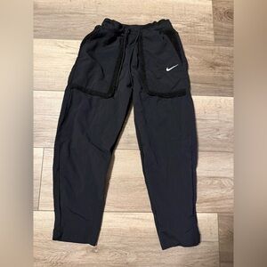 Nike Black Athletic Joggers with White Swoosh - Sherpa Trim